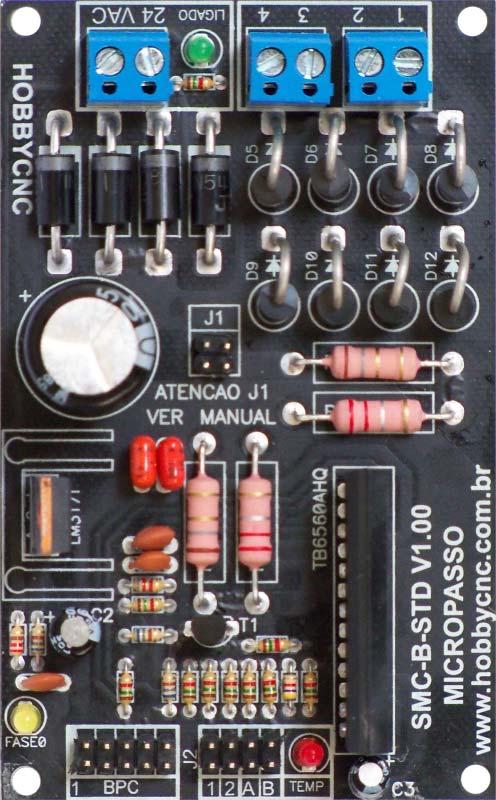 DRIVER PARA MOTOR DE PASSO BIPOLAR SMC-B-STD DESCRIÇÃO A interface SMC-B-STD é um driver micropasso para motores de passo, com gerenciamento de corrente via PWM ( CHOPPER ) que permite alimentação do