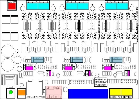 CONTROLADORA DE MOTOR DE PASSO UNIPOLAR SMC-U-XYZ CONFIGURAÇÃO Abaixo vemos a localização do jumper CX2, CY2, CZ2, este jumper é responsável pela