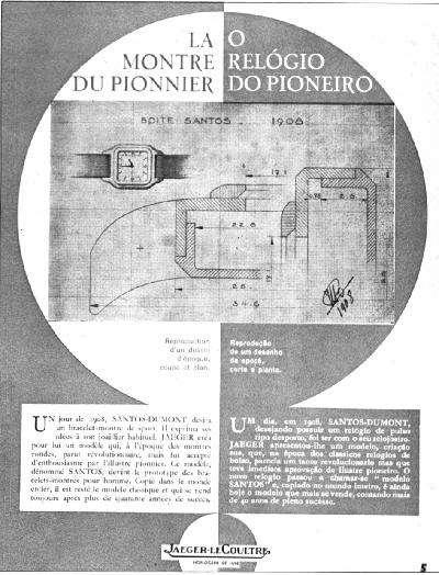 conferir as horas e tempos de voo. Um dia, entre 1903 e 1904, solicitou ao seu amigo Louis Cartier que desenhasse um relógio adequado à aeronáutica.