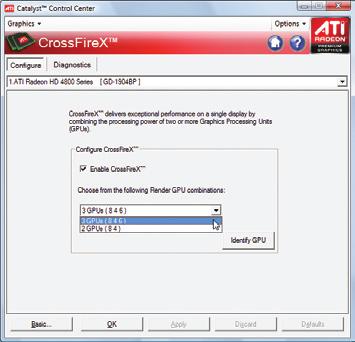 sistemas operacionais Windows Vista e Windows 7 apenas - Uma placa mãe suportada por CrossFireX/SLI com duas/três fendas PCI Express x6 e driver correto - Duas/três placas gráficas