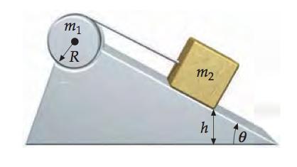(Hal 11-91)Uma polia de raio R 0 2 m está montada sobre um eixo horizontal sem atrito.