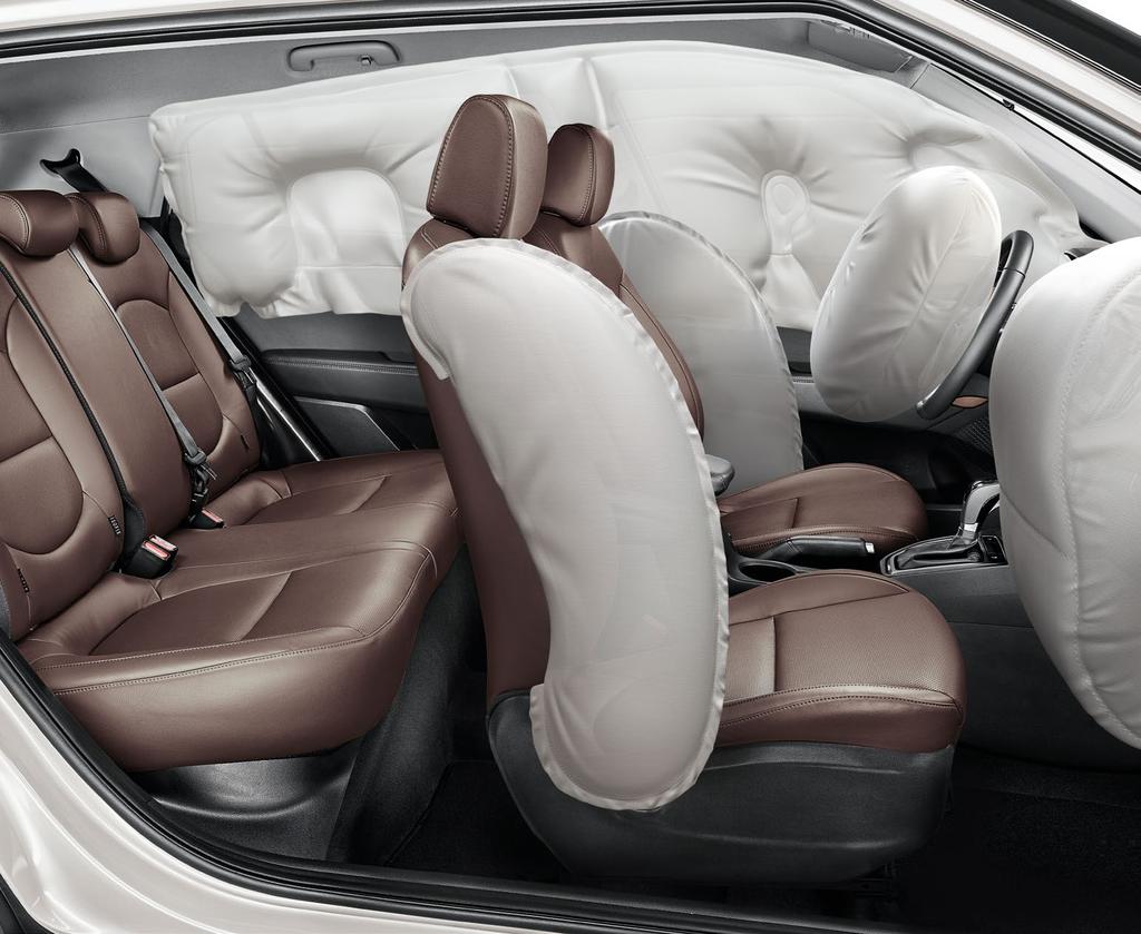 1 Mais segurança e desempenho Seis airbags Dois airbags frontais, dois laterais de tórax integrados aos bancos dianteiros, dois do tipo cortina, para a