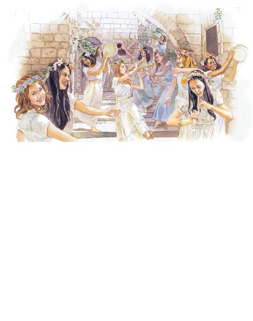 As virgens, que ajudam a noiva, tamb em se alegrarao com o casamento do Cordeiro (Veja o par agrafo 16.) deu, dizendo: Iremos convosco, pois ouvimos que Deus est a convosco.