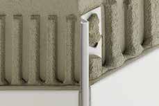 PERFIS PARA PAREDES E REMATES Schlüter -DECO-DE Schlüter -DECO-DE é um perfil de remate de alta qualidade em aço inoxidável para cantos exteriores de parede com ângulos de 135 em revestimentos de