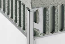 PERFIS PARA PAREDES E REMATES Schlüter -QUADEC-E Schlüter -QUADEC-E é um perfil de remate em aço inoxidável de elevada qualidade para cantos exteriores de paredes com revestimentos cerâmicos e