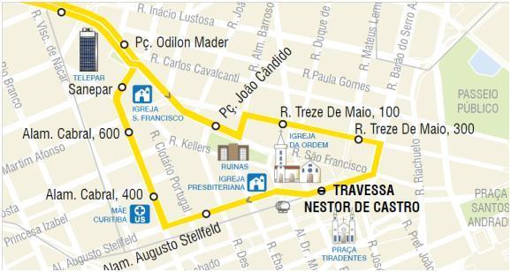 de forma a suprir os seguintes requisitos: Apresentar mapa representando o trajeto de ida e volta da linha de ônibus em questão.