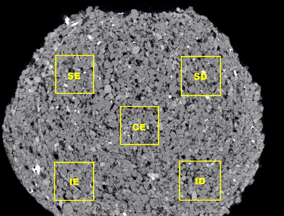 Análise Microestrutural de Arenito da Formação Rio do Rasto pela Microtomografia Computadorizada por raios X 2320 µm, 2610 µm, 2900 µm, 3480 µm e 4060 µm.