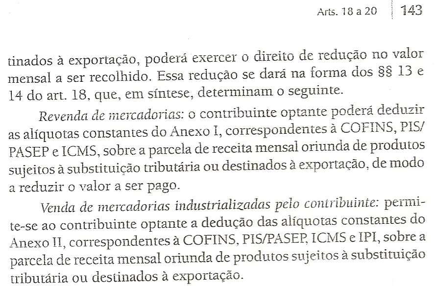 Simples Nacional Direito a Segregação Detalhe do livro de