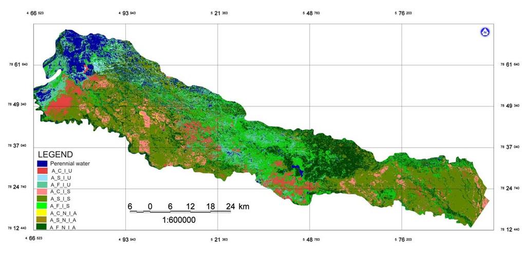 4 Classificação Preliminar das Paisagens da Sub-região do Abobral, Pantanal, Usando Imagens de Satélite Figura 2. Mapa temático da sub-região do Abobral com as respectivas unidades de paisagem.