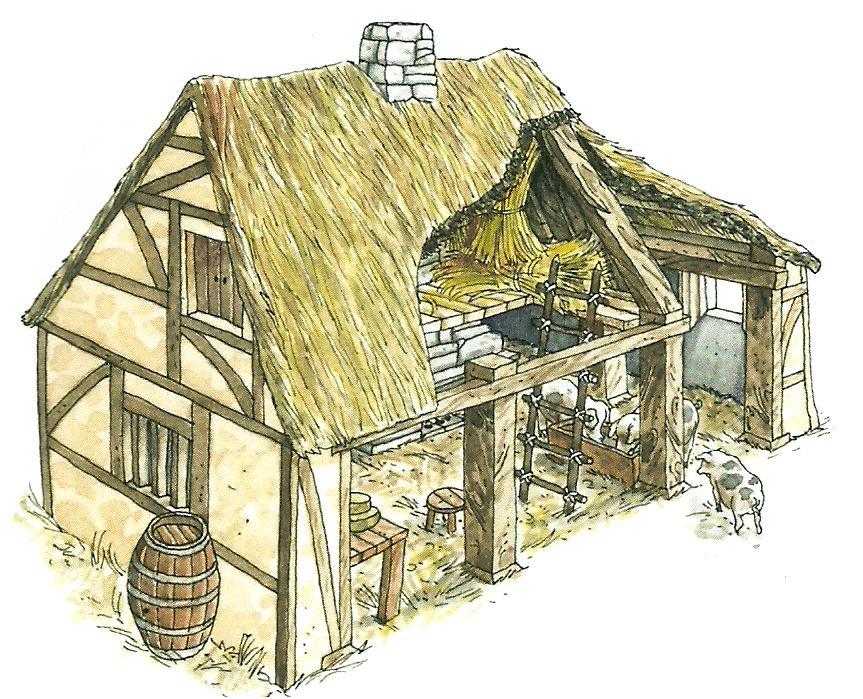 O Povo Os camponeses viviam em casas ou choupanas de madeira, com uma só divisão que