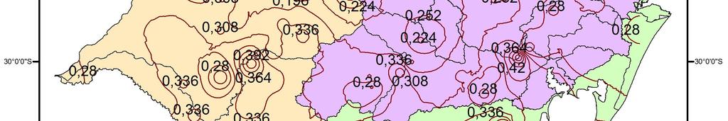 93 O maior desvio padrão da precipitação máxima média de 24 horas, foi calculado para a estação pluviométrica Passo do Socorro (código 02850008), localizada na bacia hidrográfica U 010, cujo valor