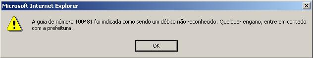 Clicando na opção Não Reconheço, você solicitará o cancelamento da guia gerada indevidamente que posteriormente