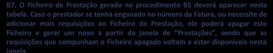 Caso o prestador se tenha enganado no número da Fatura, ou necessite de adicionar mais requisições ao