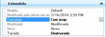 A seção Estendido mostra informações adicionais, como: Modelo: Mostra o modelo ao qual pertence o MDT. Modificado pela última vez em: Informa a última vez que foi modificado.