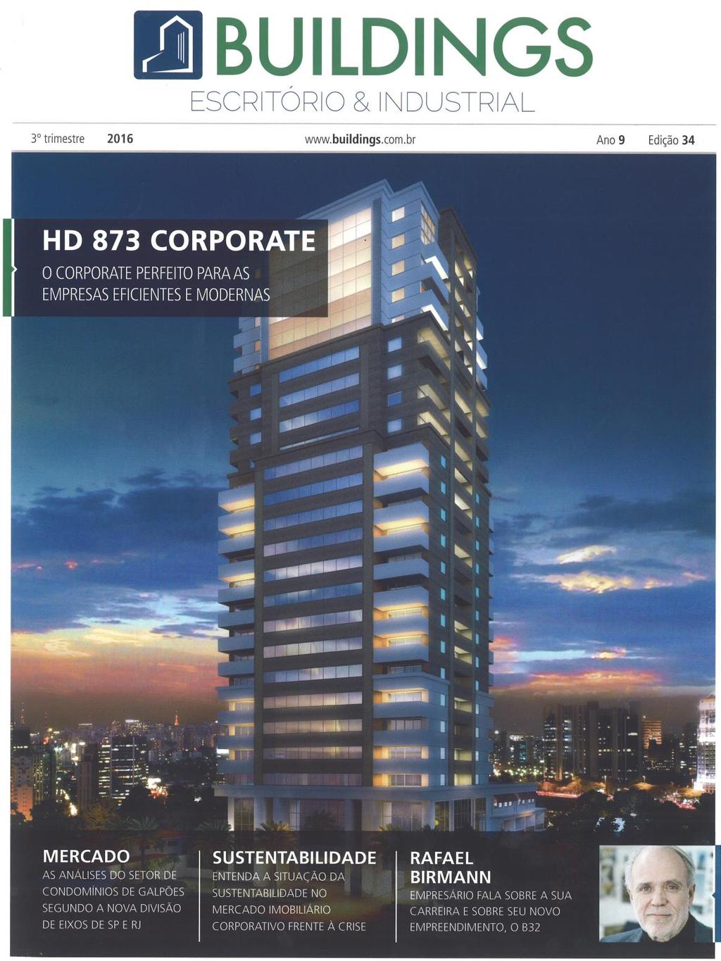 O empreendimento HD873 foi destaque do 3º trimestre da revista Buildings.