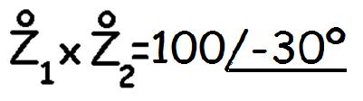 5º Com Fazer a multiplicação com os números complexos: módulo: M 1 =20 e com fase: j 1 =+15º Com módulo: M 2 =5 e com