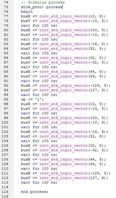 busx <= conv_std_logic_vector (-128, 8); 2010 busy <= conv_std_logic_vector (127, 8); wait for 100 ns; O campo editado deve ficar conforme a figura abaixo.