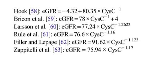 CISTATINA C Estimativa TFG Fórmulas combinadas Laboratory Investigation of the Child with