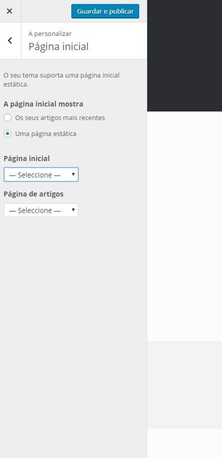 27 Configuração base usando o Customizer Alterar cores Definir o layout do website Definir menu personalizado