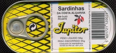 Conserveira do Sul Júpiter - Sardinhas óleo picante 56g 1,10 Corretora Posta de atum em azeite 95g 1,30