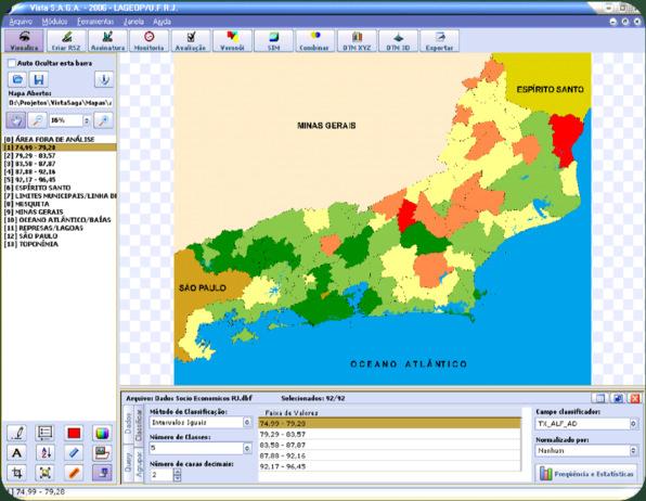 Retorna mapa com apenas duas classes: as unidades que se enquadram e os que não se enquadram nos parâmetros de filtragem.