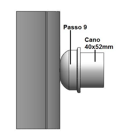 Passo 12: Na extremidade do tampão de diâmetro 40 mm, do passo 11, deve ser colocado um cano de diâmetro 40 x 52 mm de comprimento (2 unidades), como mostrado na figura 27.