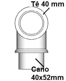 MONTAGEM DA PARTE 1 ( BASE SUPERIOR) Passo 1: Colocar um Tê de 40 mm em um cano de diâmetro 40 x 52 mm de comprimento, como mostrado na figura 34 ( 2 unidades).