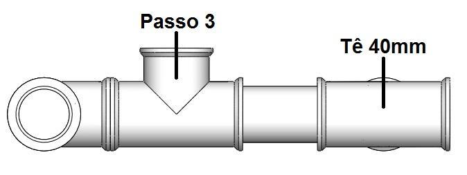 Passo 5: Colocar um Tê de 40 mm na extremidade do cano de diâmetro 40 x 105 mm de comprimento, como mostrado na