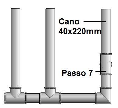 Figura 49 - Passo 7 - Montagem da Base Lateral Passo 8: Na extremidade do cano de diâmetro 40 x 105 mm de comprimento deve