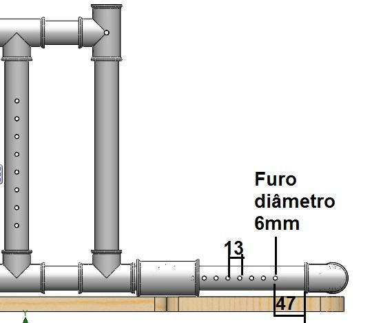 Passo 2: Para efetuar os demais furos do ajuste de calcanhar será necessário utilizar uma furadeira com broca de 6 mm realizando ao total um serie de 7 furos, passantes, espaçados entre