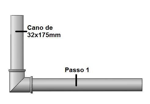 Passo 3: Unir na extremidade vazia do cano de diâmetro 32 x 175 mm de comprimento um Tê de 32 mm (2 unidades), como
