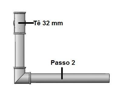 Figura 6 -Passo 1 - Montagem da Base Passo 2: Unir na extremidade vazia do cotovelo de diâmetro 32 mm a um cano de