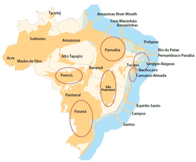 Reservatórios no Brasil Bacias com