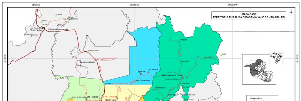 Figura 2. Mapa na Região do Vale do Jamari, Rondônia (TERRITÓRIOS, 2011). 2.2 Experimento O experimento contou com 20 unidades de A.