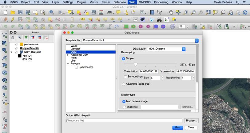 Visualização Tridimensional Web > Qgis2threesjs DEM: