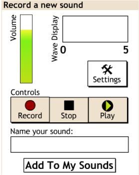 É possível gravar o seu próprio som, usando o dispositivo de gravação integrado. Para gravar é necessário ter um microfone ligado e correctamente configurado.