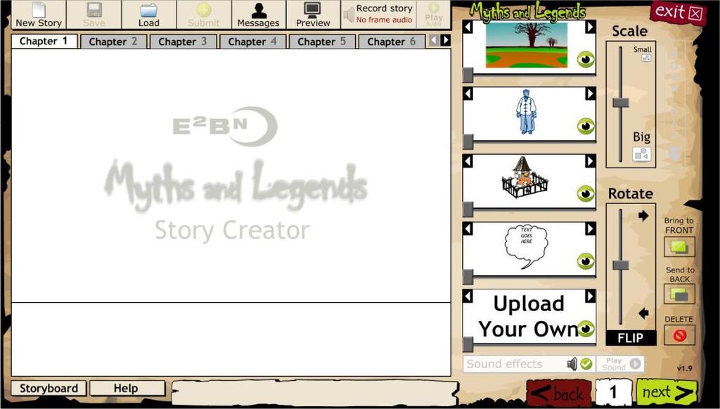 5. Ao aceder ao Story Creator 2, o site disponibiliza automaticamente todas as opções que necessita para começar a criar a sua banda desenhada.