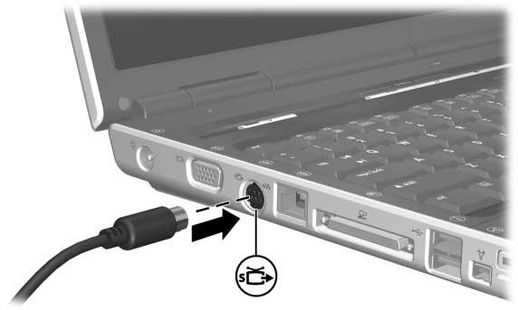 Para ligar dispositivos de vídeo a tomadas de saída S-Video, proceda da seguinte forma: 1. Ligue uma extremidade do cabo S-Video à tomada de saída S-Video do computador. 2.