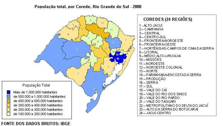 Tabela 3 Distribuição da População do Rio Grande do Sul, por Tamanho de Corede, e Indice de Concentração de Gini, 1970 a 2000 continua Tamanho da População Ano Total Menos de 200 000 hab. Nº de Munic.