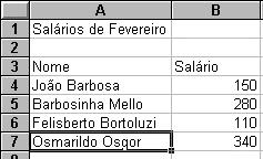 7.. Exercííciios Excell Exercício 1 Crie a Planilha a seguir: Exercício 2 Construa a seguinte planilha: Para construir acima, siga os passos a seguir: 1) Coloque o ponteiro de células na célula A1 e