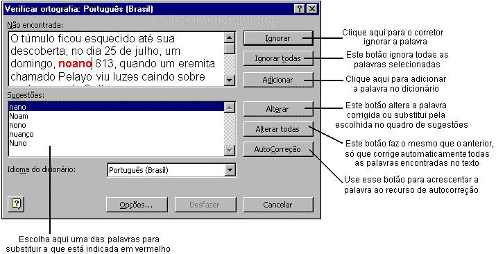 Dicionário de Sinônimos O dicionário de sinônimos do Word é uma ferramenta que ajuda a substituir palavras por outras mais adequadas. Você deve selecionar a palavra que deseja verificar os sinônimos.