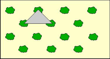 Para melhor ilustração do espaçamento acima, segue um exemplo: Cultura: Mangueira Espaçamento: 10 x 10 1 _ (10x10) X _ 10000m² X = 100 plantas/ha - Triângulo: Também é pouco empregado, mas permite