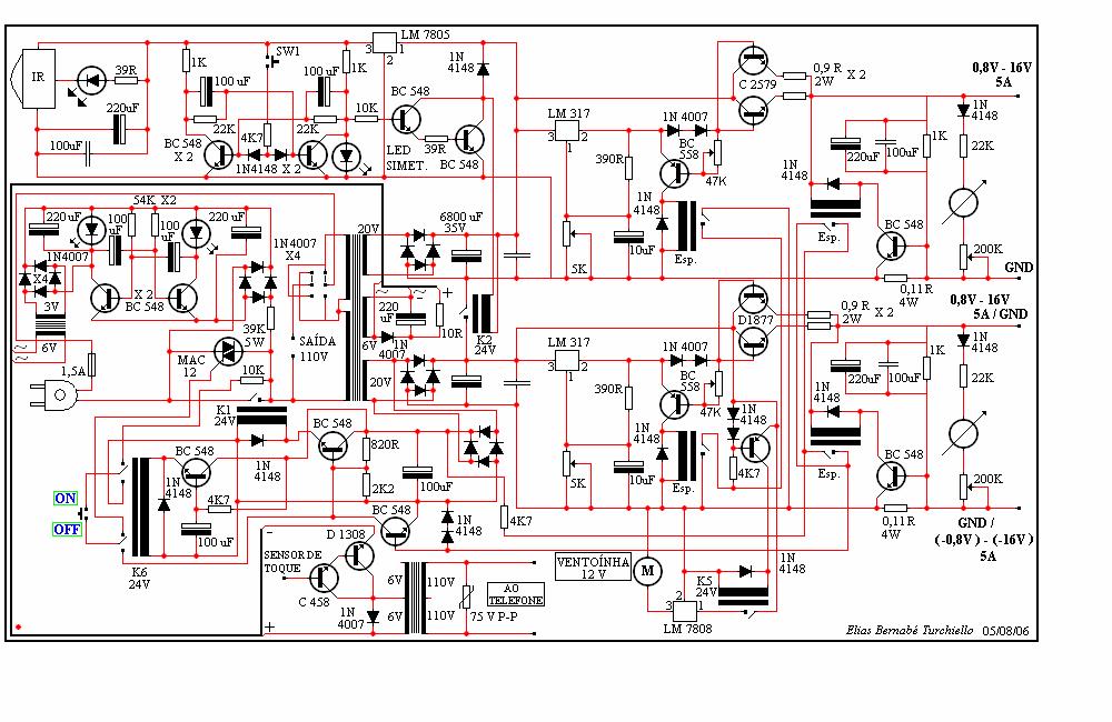 Fonte de alimentação simétrica ajustável Elias Bernabé Turchiello Técnico responsável Este manual se destina unicamente a orientar o montador interessado neste projeto, portanto não se encontram