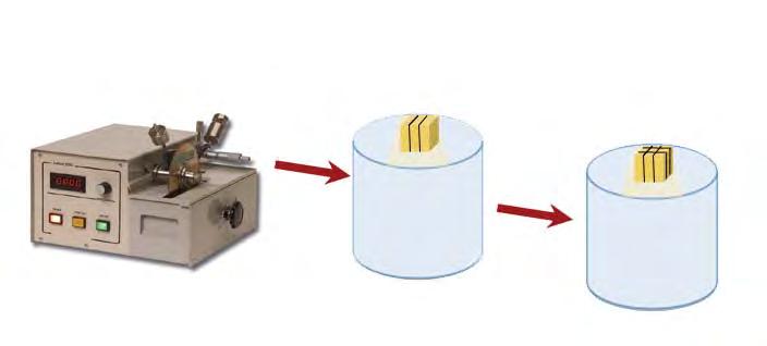 baixa velocidade, sob refrigeração abundante (Figura 5). De cada dente originaram até 9 palitos. Figura 5 Secção do cubo de resina composta em palitos.