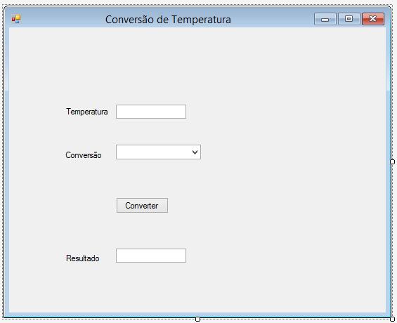 c) Adicione objetos conforme a figura a seguir (você pode arrastar as alças de redimensionamento ou bordas do formulário para aumenta-lo). Obs.