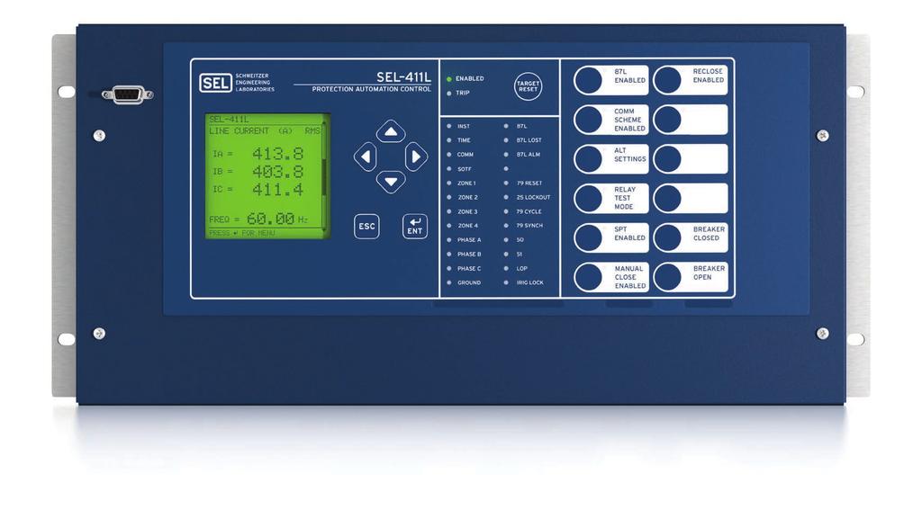 SEL 411L Sistema Avançado de Proteção Diferencial de Linhas de Transmissão O único relé que combina proteção com localização de faltas através de ondas viajantes.