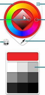 Para membros da edição Pro, toque nele para acessar o Disco de cor, Seletor de cores e as Paletas de preenchimento de cores e de gradiente, ajustar a saturação da cor ou a luminosidade, selecionar um