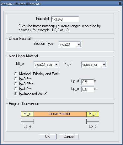 comportamento linear e dois sub-elementos nas extremidades com comportamento não-linear.