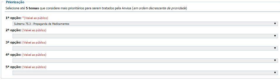 Formulário para indicar aqueles subtemas da AR