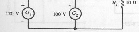 2) Calcule a corrente através do resistor de carga R L no circuito fonte com dois geradores da figura 2 pelo método da superposição. R 1 e R 2 são as resistências internas dos geradores.